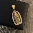 Dije Virgen de Guadalupe 7.6gr/4.5cm Circones de Colores Dos Oros*