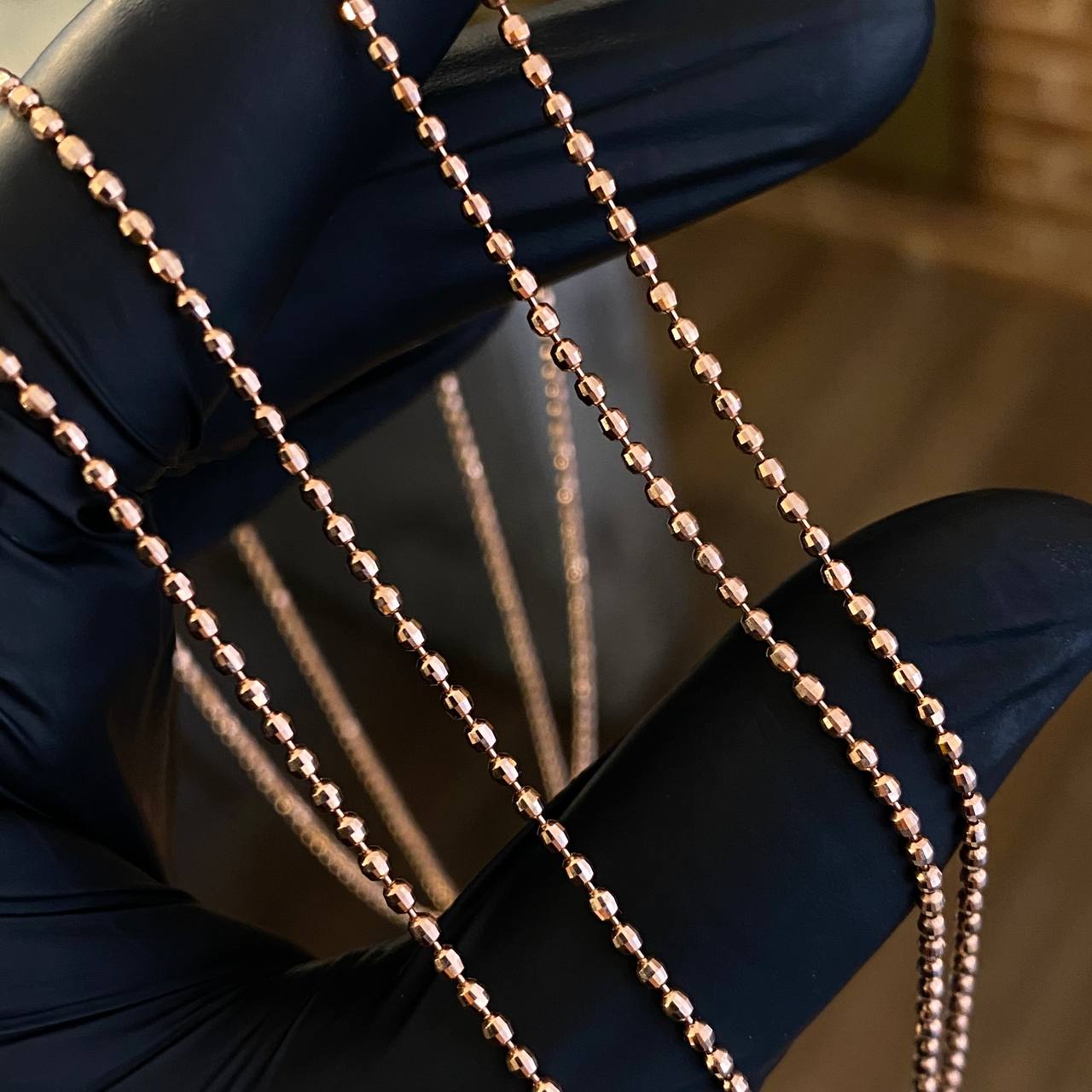 Cadena Militar 7.45gr/60cm Diamantadas 2mm Oro Rosa +3