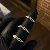 Solitario Infinito Esmeralda 7pts T5 3/4 Anillo Circones Blancos Plata 925 (Joya)*