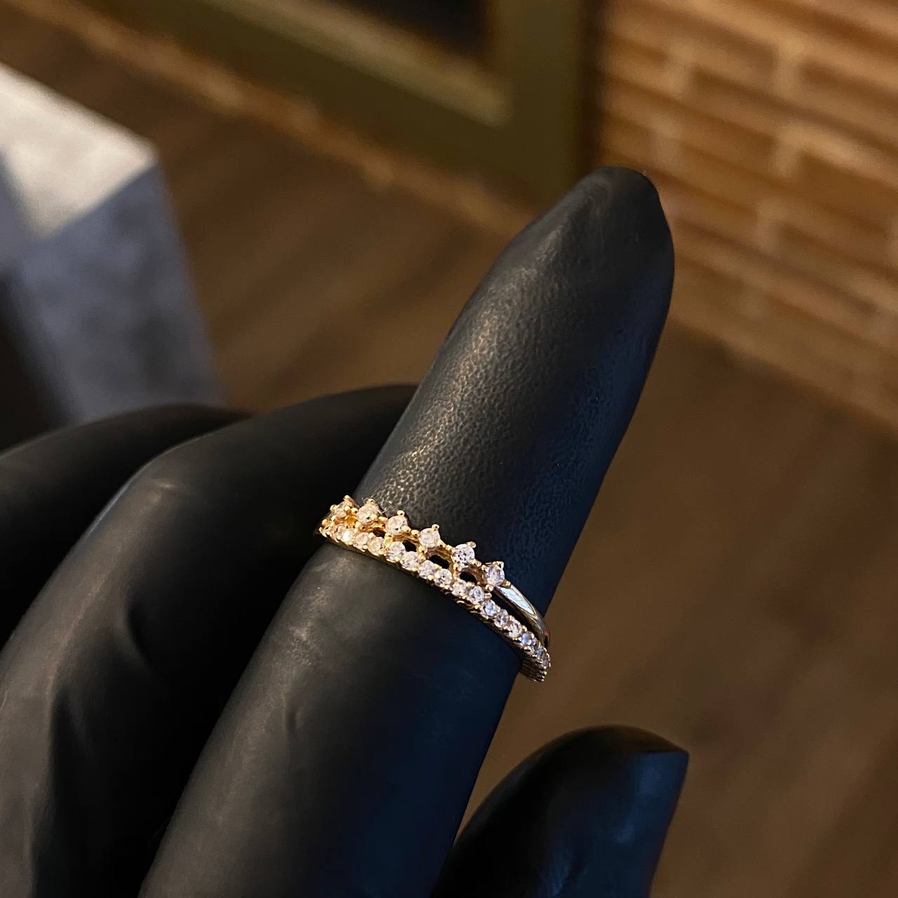 Anillo Churumbela Doble 2.2gr T6 1/2 Circones Blancos Oro Amarillo