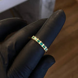 Anillo Pilares 2.1gr-T6 1/4 Esmeraldas 30pts Oro Amarillo (Joya)*