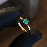 Solitario Liso 1.9gr-T7 Anillo Esmeraldas 28pts Oro Amarillo (Joya)*