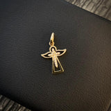 Dije Angel Cruz 1.15gr/2.2cm Silueta Circones Blancos Oro Amarillo Nac.Esp.*