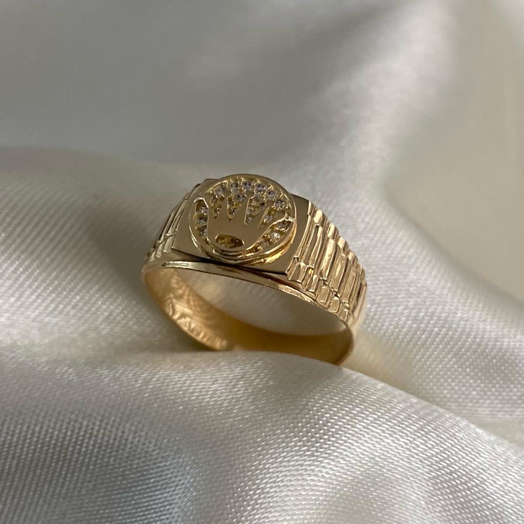 Anillo Corona Rx 3.85gr-T9 Circones Blancos Oro Amarillo