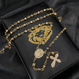 Rosario 10gr/50cm Virgen Milagrosa Bola 3-4mm Circones Blancos Diamantado Oro Amarillo