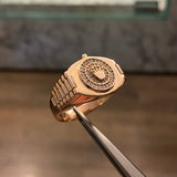 Anillo Corana RX 11.75gr-T11 1/2 Circones Blancos Oro Rosa*