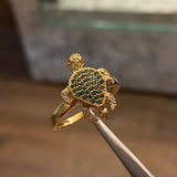 Anillo Tortuga 3.3gr-T7 1/2 Circones Verdes Blancos Fucsias Oro Amarillo