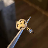 Anillo Abrazo LV 2gr T6 1/2 Circones Blancos Oro Amarillo