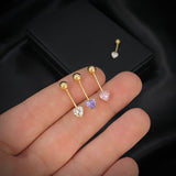 Piercing Ombligo 9.5mm Corazon Circon Morado Bolas 4.5mm Oro Amarillo (Joya)