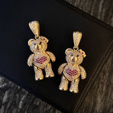 Dije Oso Corazon 8.85gr/3.8cm Articulado Circones Fucsias Blancos Oro Amarillo*