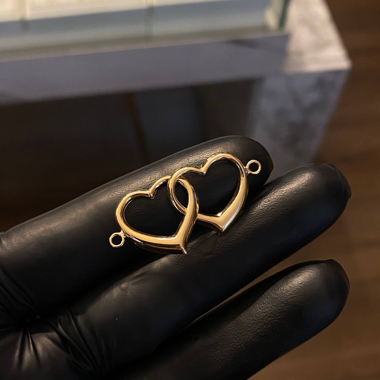Herraje Doble Corazon 1.1gr / 3.7cm Silueta Oro Amarillo