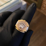 Anillo Corona Rx 7.2gr T7 1/2 Circones Blancos Tres Oros*