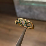 Anillo Flores 2.85gr-T10 Circones Verdes Blancos Oro Amarillo