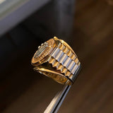 Anillo Corona Rx 7.2gr T7 1/2 Circones Blancos Tres Oros*