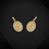 Dije Virgen Milagrosa 1.75gr/2.1cm Circones Blancos Oro Amarillo*