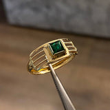 Solitario 1.75gr-T8 3/4 Anillo Circon Verde Oro Amarillo