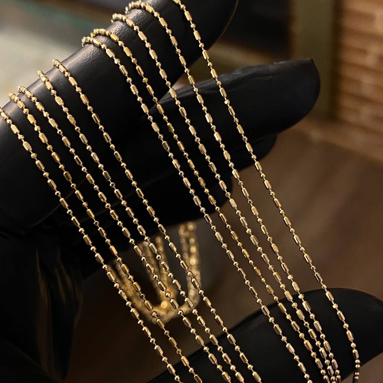 Cadena Morse 2.3gr / 50cm Bola Cilindro Oro Amarillo +3