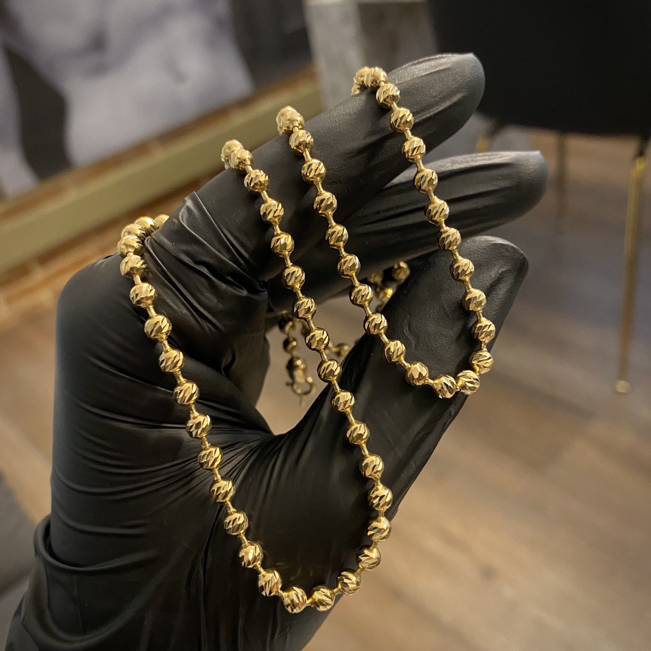 Cadena Militar 20.4gr/55cm 4mm Diamantada Oro Amarillo