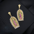 Dije Virgen de Guadalupe 5.2gr/3.9cm Circones Verdes Rosas Blancos Oro Amarillo*