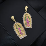 Dije Virgen de Guadalupe 5.2gr/3.9cm Circones Verdes Rosas Blancos Oro Amarillo*