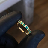 Anillo Pilares 2.1gr-T6 1/4 Esmeraldas 30pts Oro Amarillo (Joya)*