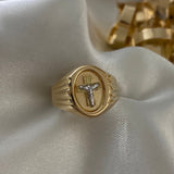 Anillo Cristo 3.3gr - T10 Dos Oros Amarillo Blanco