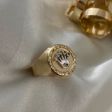 Anillo Corona RX 3.35gr - T9 3/4 Circones Blancos Dos Oros Amarillo Blanco