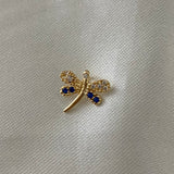 Dije Mariposa 0,65gr Circones Azules Blancos Oro Amarillo