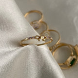 Anillo Moño 1.0gr-T7 Circones Blancos Oro Amarillo