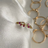 Anillo Corazones 1.05gr-T7 1/4 Circones Fucsia Oro Amarillo