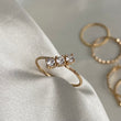 Anillo Trinity Trenzado 1.4gr-T8 1/4 Circones Blancos Oro Amarillo