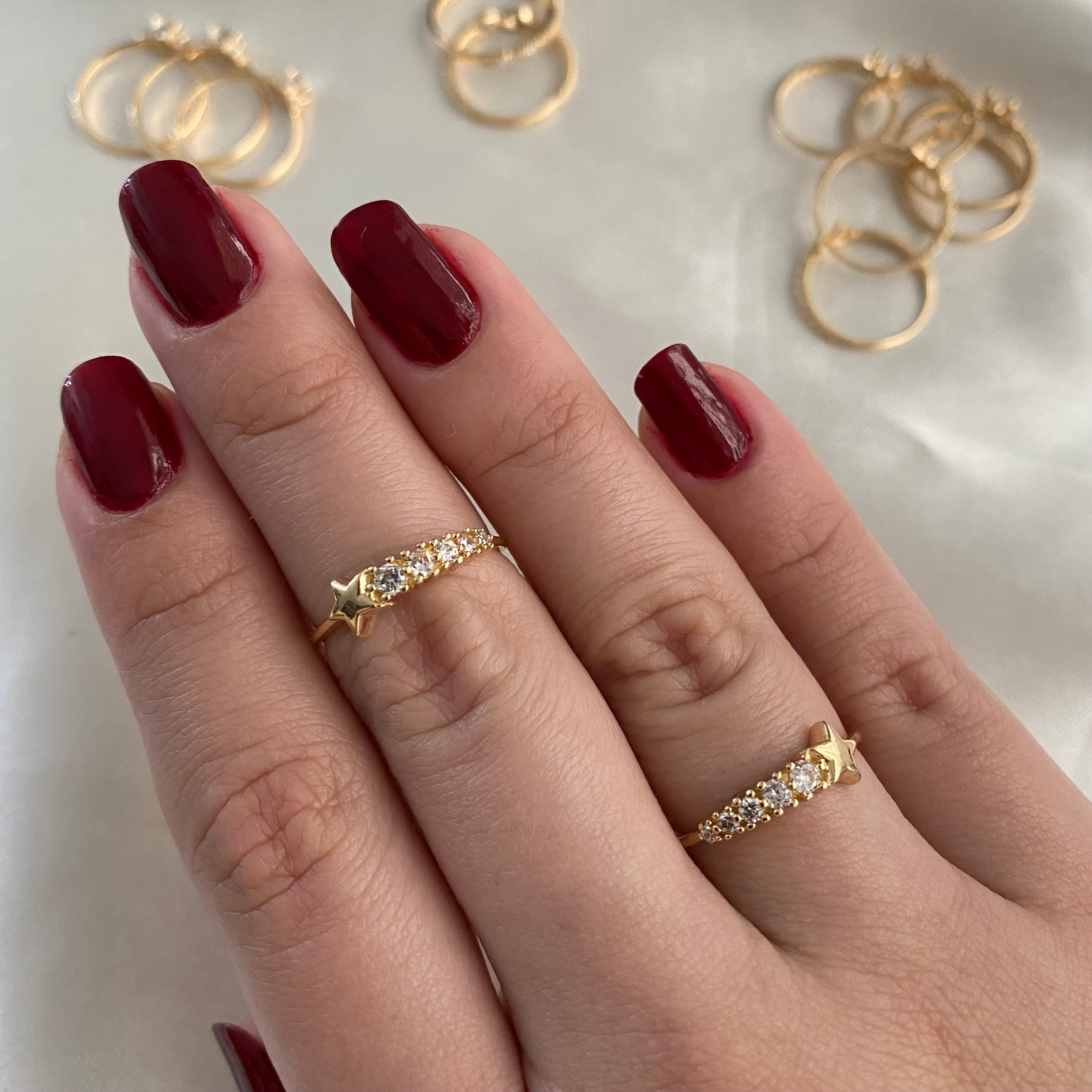 Anillo Estrellas 1.45gr-T6 1/4 Circones Blancos Oro Amarillo