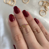 Anillo Corazones 1.05gr-T7 1/4 Circones Fucsia Oro Amarillo