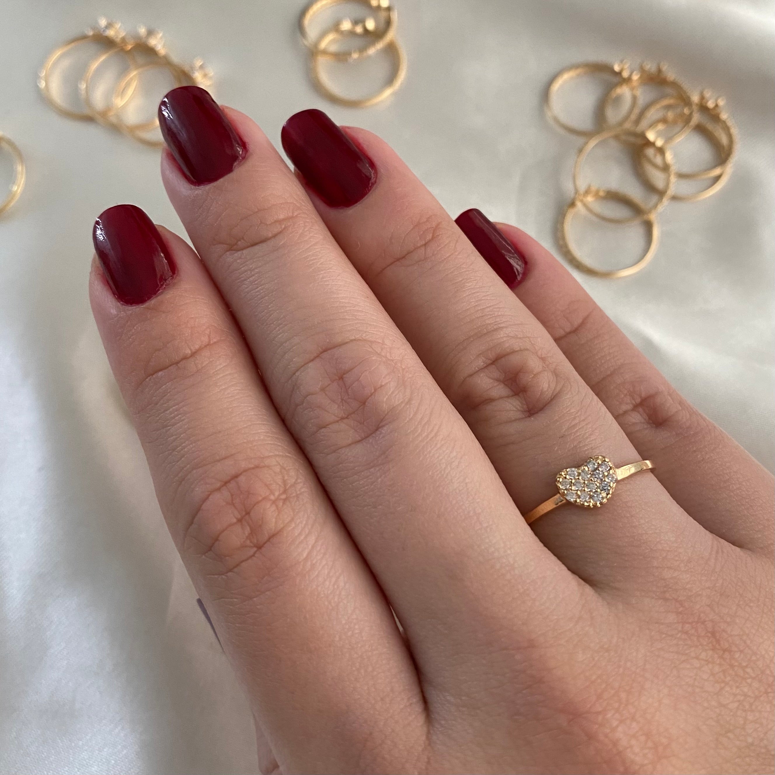 Anillo Corazon 1.45gr-T7 1/4 Circones Blancos Oro Amarillo