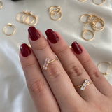 Anillo Trinity Trenzado 1.4gr-T8 1/4 Circones Blancos Oro Amarillo