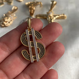 Dije Signo Dolar 7.0gr/4cm Dos Oros Circones