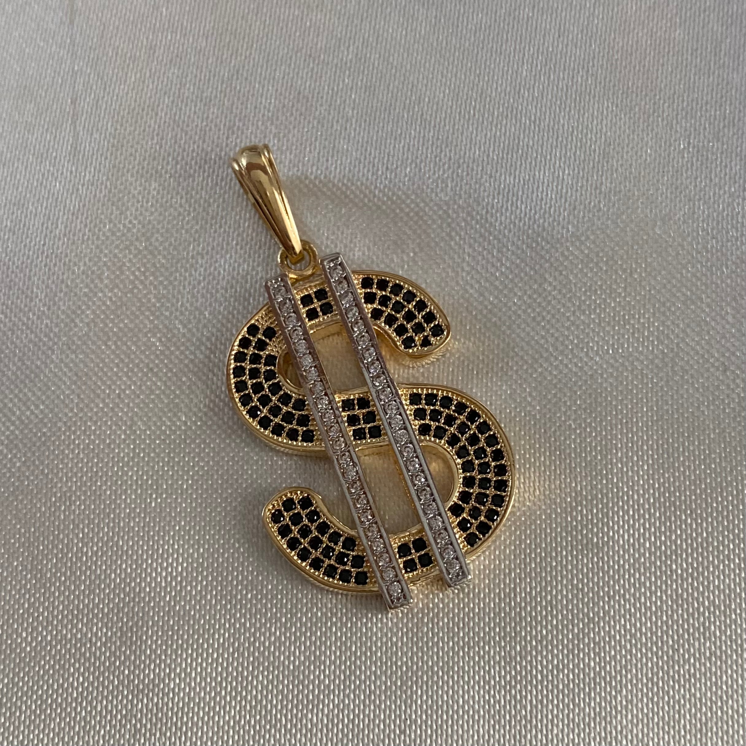 Dije Signo Dolar 7.0gr/4cm Dos Oros Circones