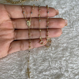 Rosario 4.45gr/45cm 3mm Virgen Milagrosa Bola Lisa Tres Oros Italy