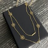 Set Flores Cilindro 3.15gr/45cm Doble Cadena Oro Amarillo (+4)