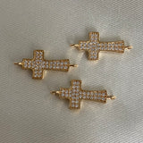 Herraje Cruz 0.95gr/2cm Circones Blancos Oro Amarillo*