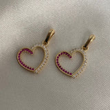 Dije Corazon 1.25gr/2cm Circones Fucsia Blancos Oro Amarillo