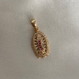 Dije Virgen de Guadalupe 3.05gr/2.5cm Silueta Circones Verdes Oro Amarillo