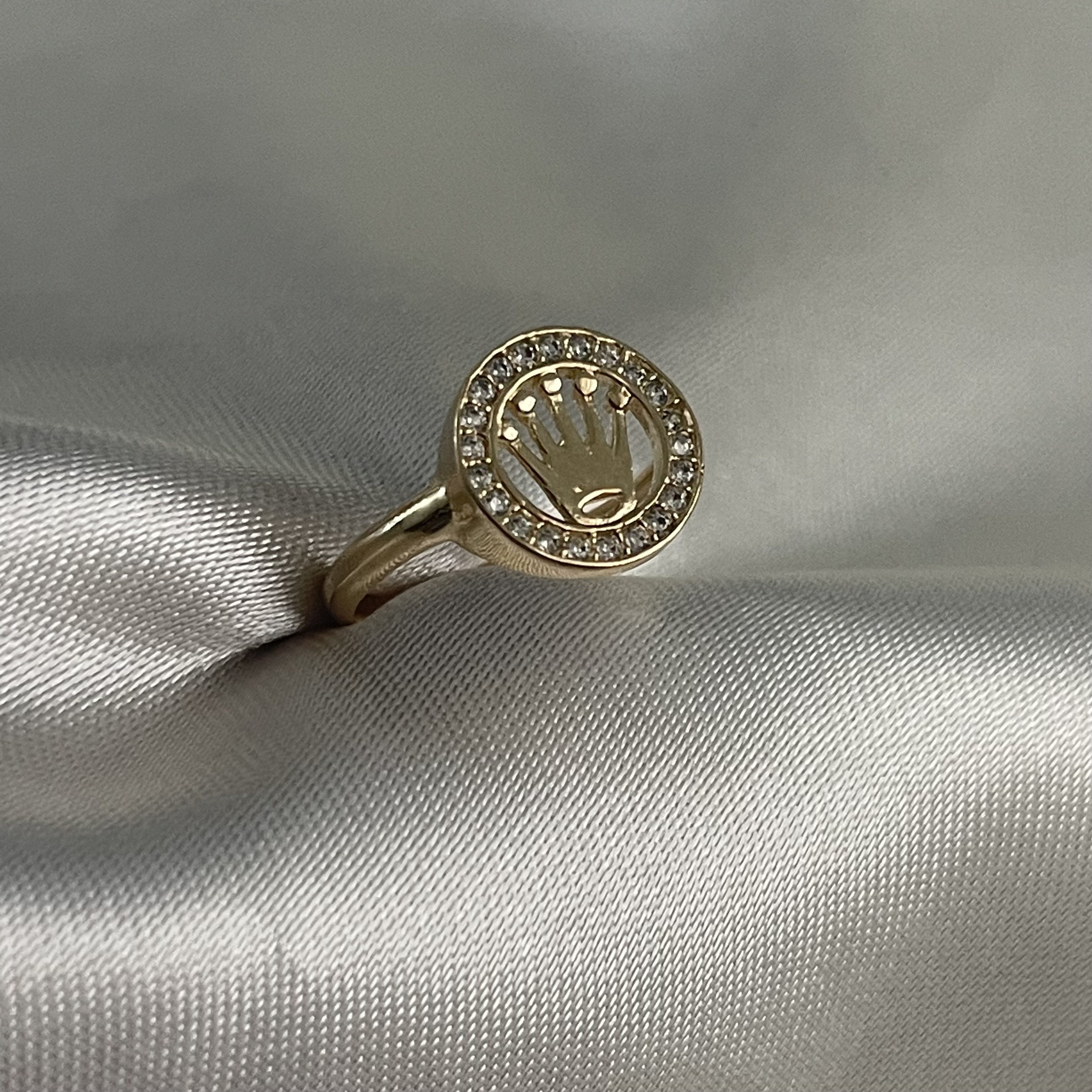 Anillo Corona RX T7 - 2.45gr Oro Amarillo Circones Blancos