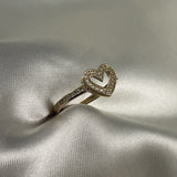 Anillo Corazon T5 1/2 - 2.45gr Oro Amarillo Circones Blanco