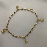 Tobillera Gc 3.6gr/20.5cm Decorada "Estrella-Oso-hoja-Mariposa" Tres Oros