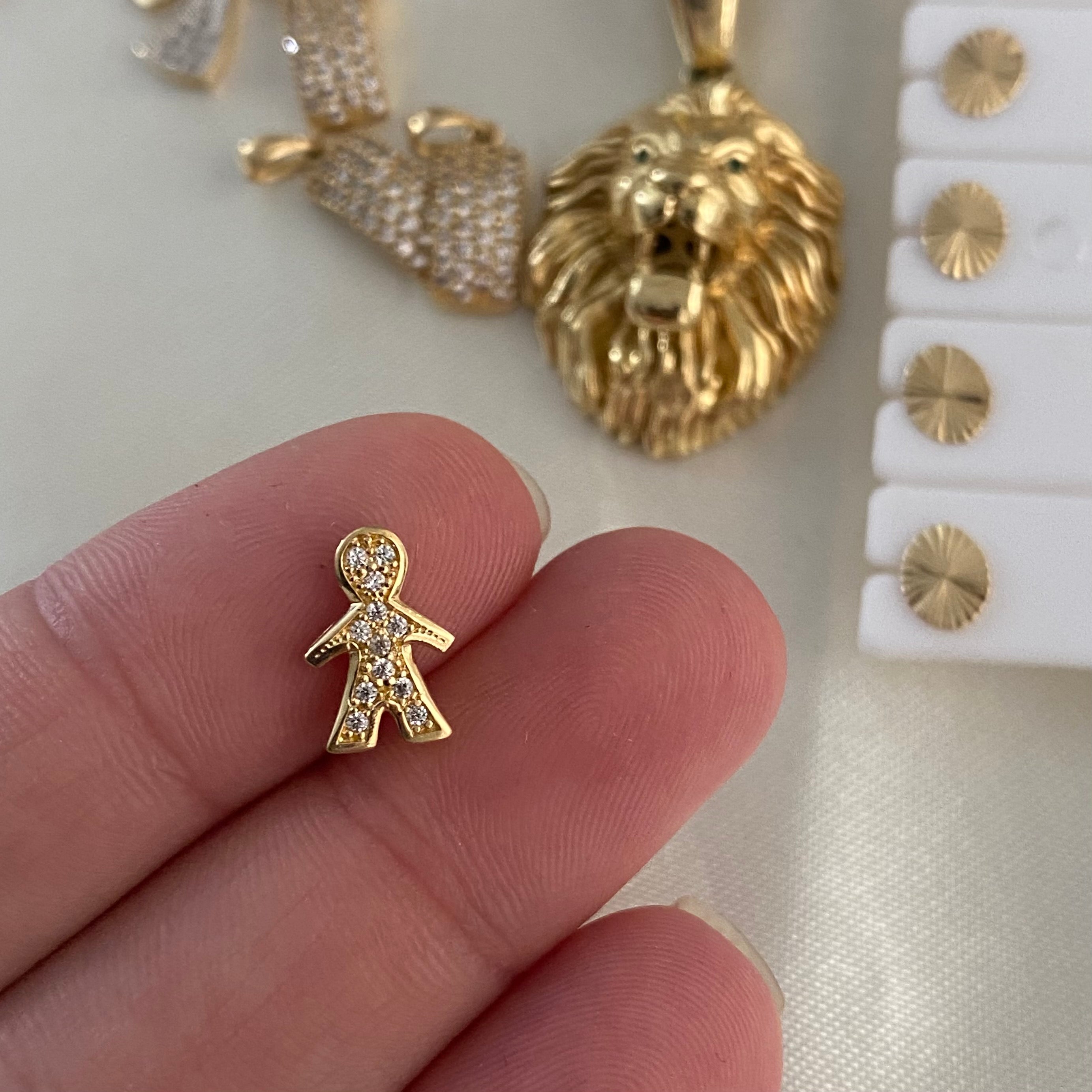 Herraje Niño 0.8gr/1cm Silueta Circones Blancos Oro Amarillo