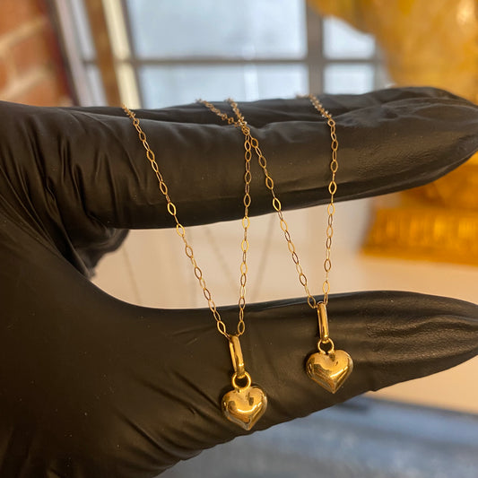 OFERTA!! Set Cadena Aro Seguido 0.7gr/45cm + Dije Corazón 0.45gr Oro Amarillo