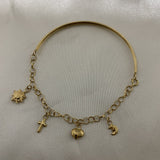 Pulsera Casandra 3.7gr «Sol-Cruz-Corazon-Luna» Oro Amarillo