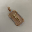 Dije Cristo Placa 12.6gr Circones Blancos Dos Oros Rosa Amarillo