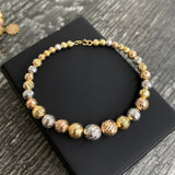 Pulso Bolas 8.55gr / 17cm Diamantadas Tres Oros